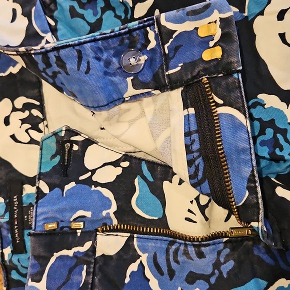 TOMMY HILFIGER SHORTS FLORAL 14 BLUE TEAL WHITE FLOWER - Picture 5 of 8